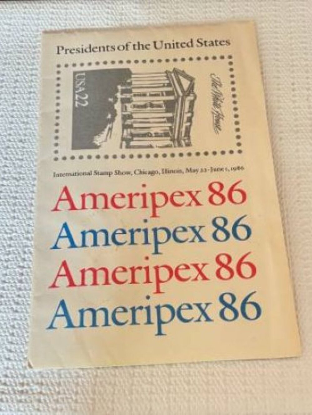 NEW! 1986 Ameripex 86 Presidents of US Postage Stamps 4-Sheets @ 22¢ Unhinged